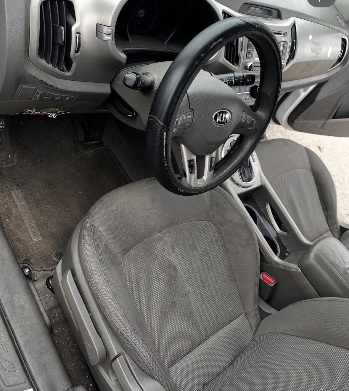 Dirty car interior before detailing